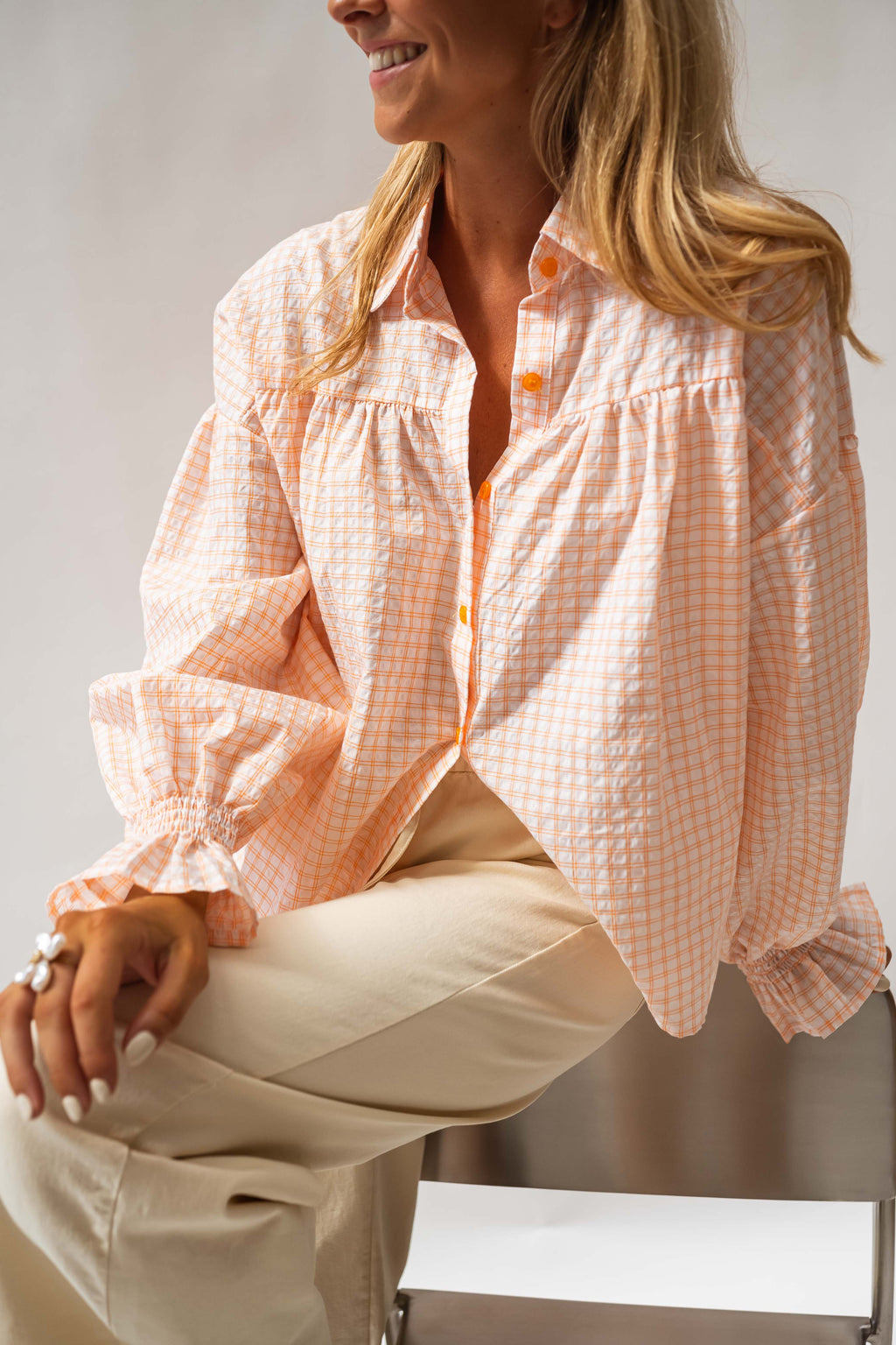 Chemise Siana - orange et écrue