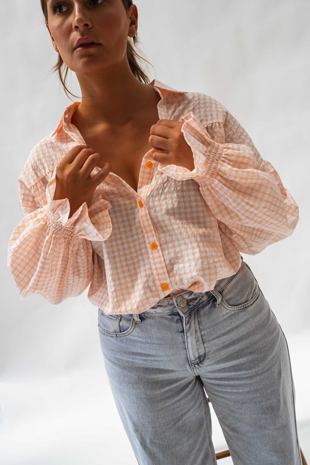 Chemise Siana - orange et écrue