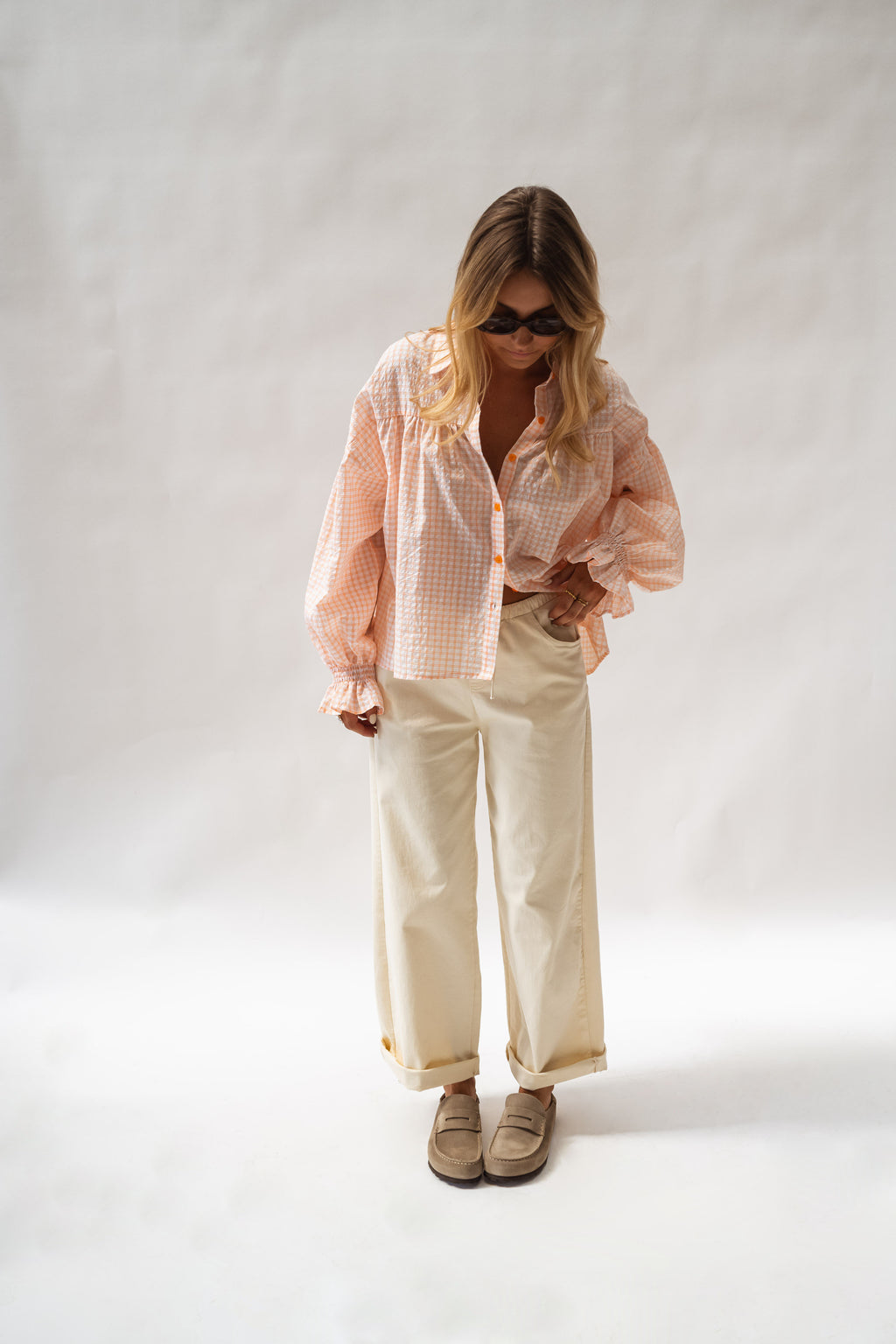 Chemise Siana - orange et écrue