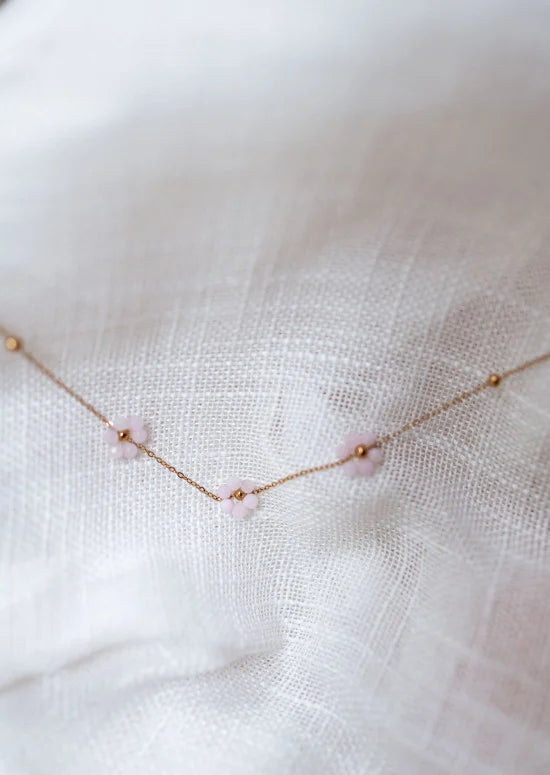 Flowi necklace - Pink light And Golden