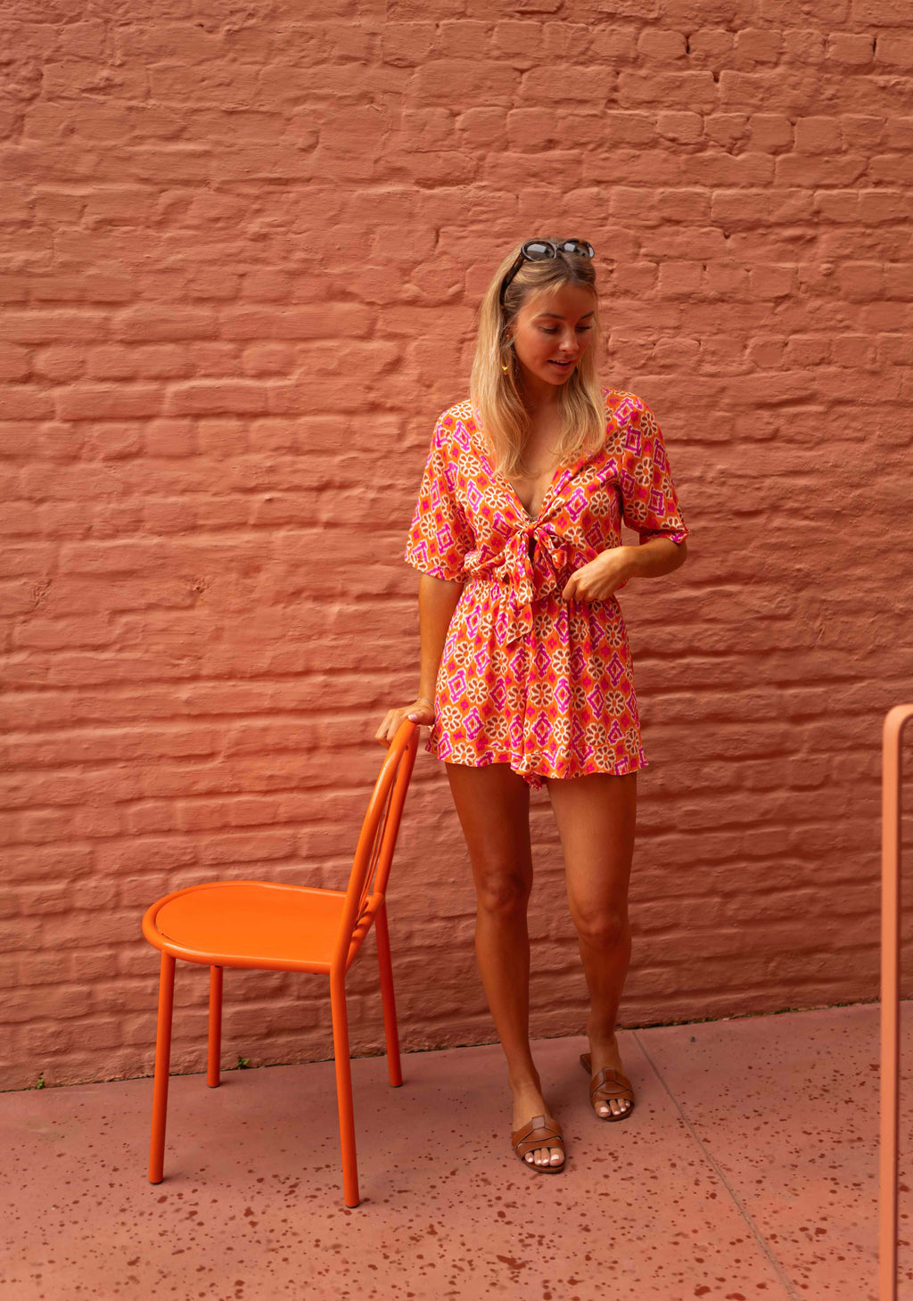 Chelsea romper - orange patterned