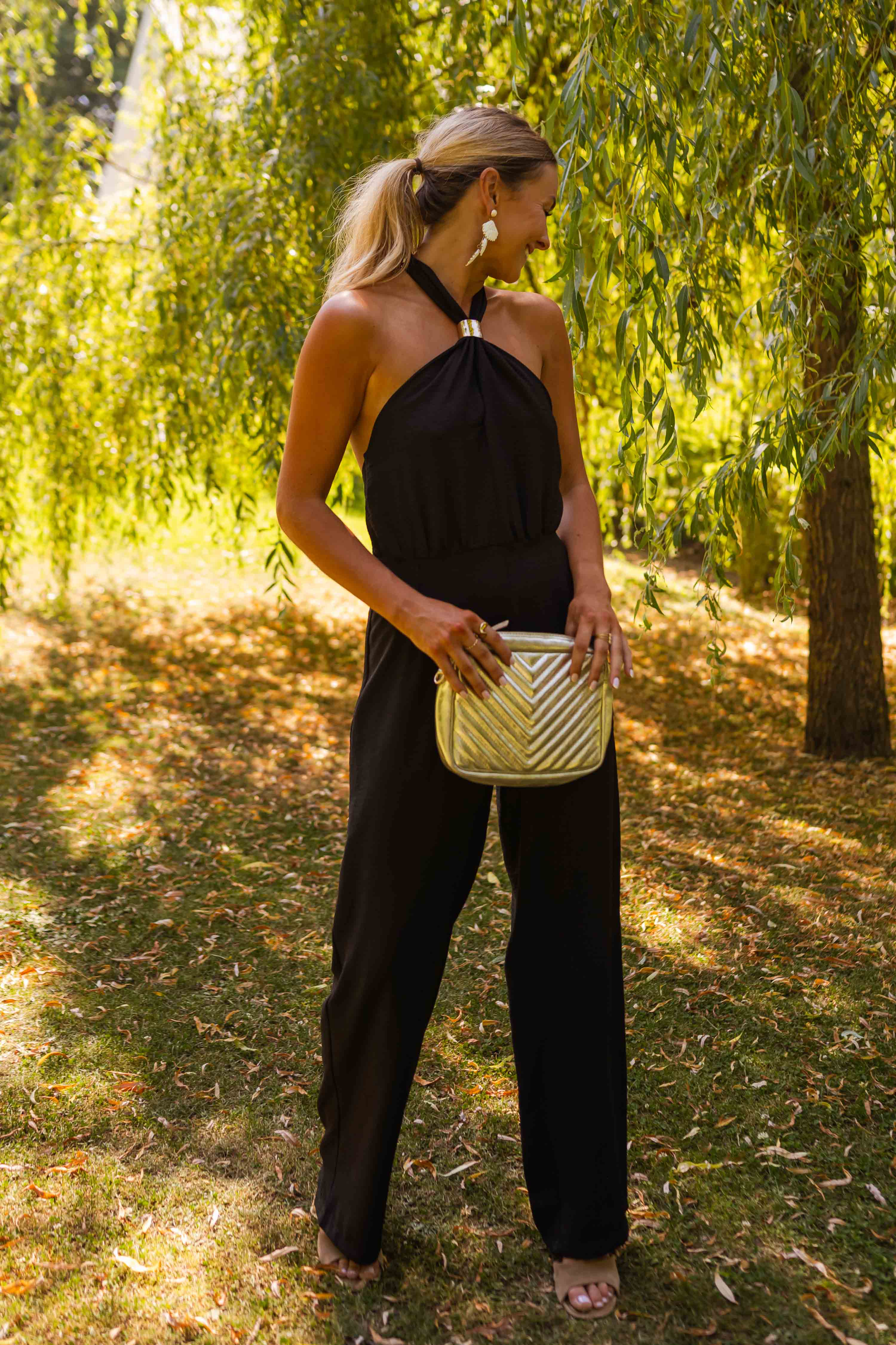 Onsoyours Femmes Combinaison Manches Courtes Col Rond Couleur Unie