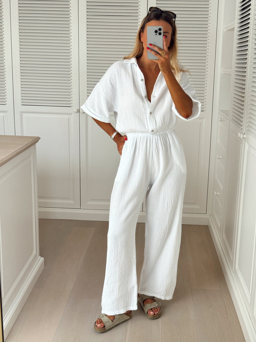 Toma jumpsuit - white cotton gauze