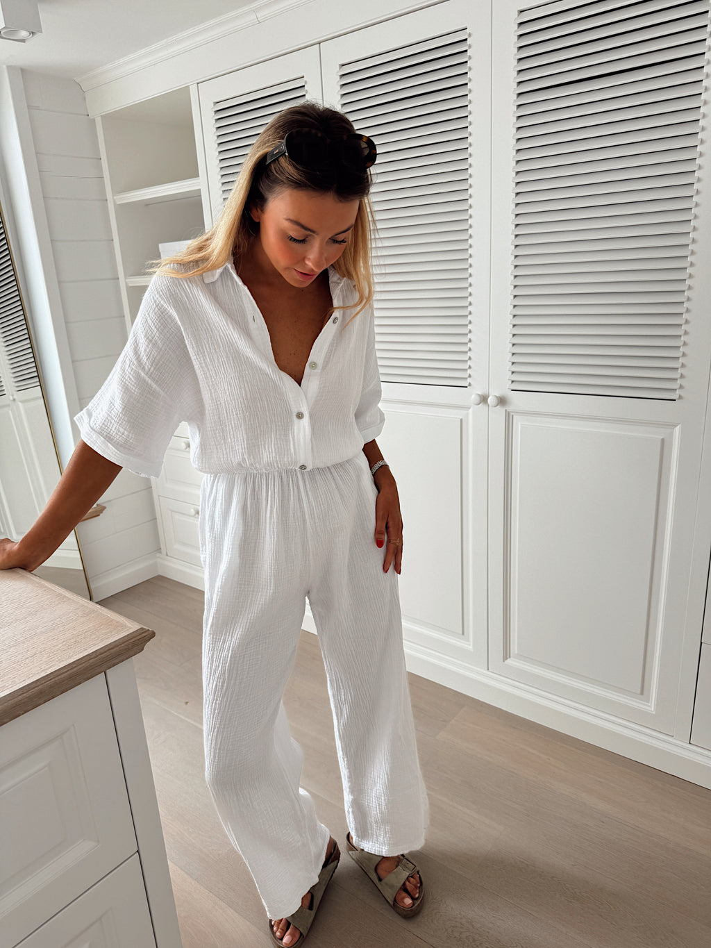 Toma jumpsuit - white cotton gauze