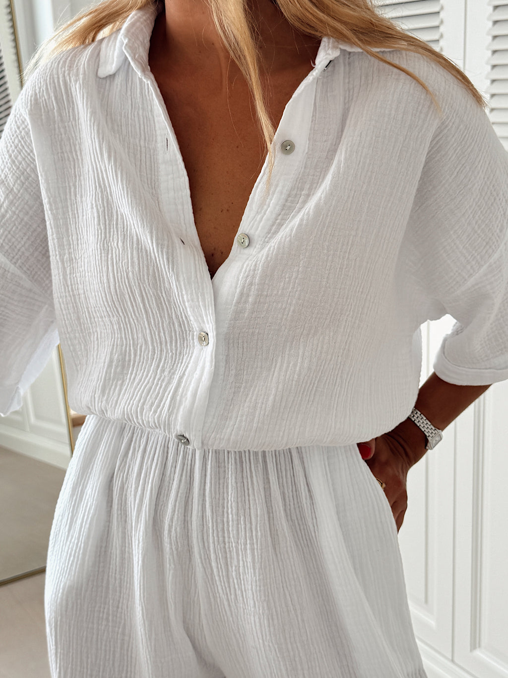 Toma jumpsuit - white cotton gauze
