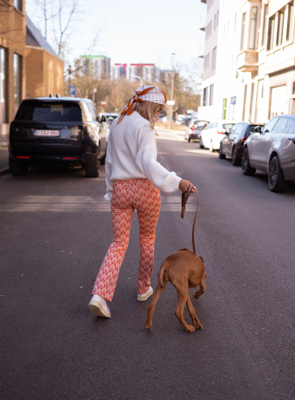 Pants Curtis - orange patterned