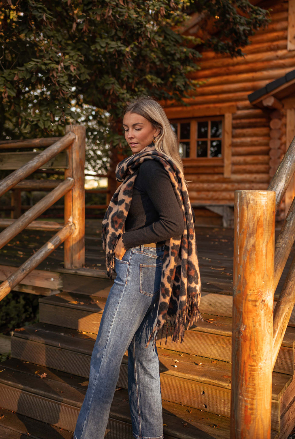 Malika scarf - Camel leopard