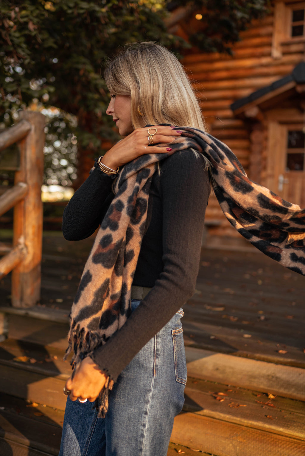 Malika scarf - Camel leopard