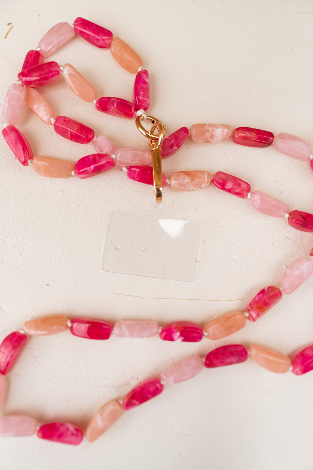 Phone Lanyard Feder - in pink pearls 