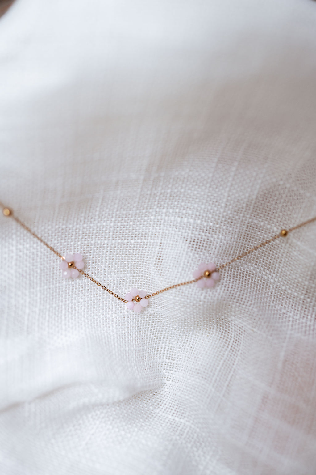 Flowi necklace - Pink light And Golden