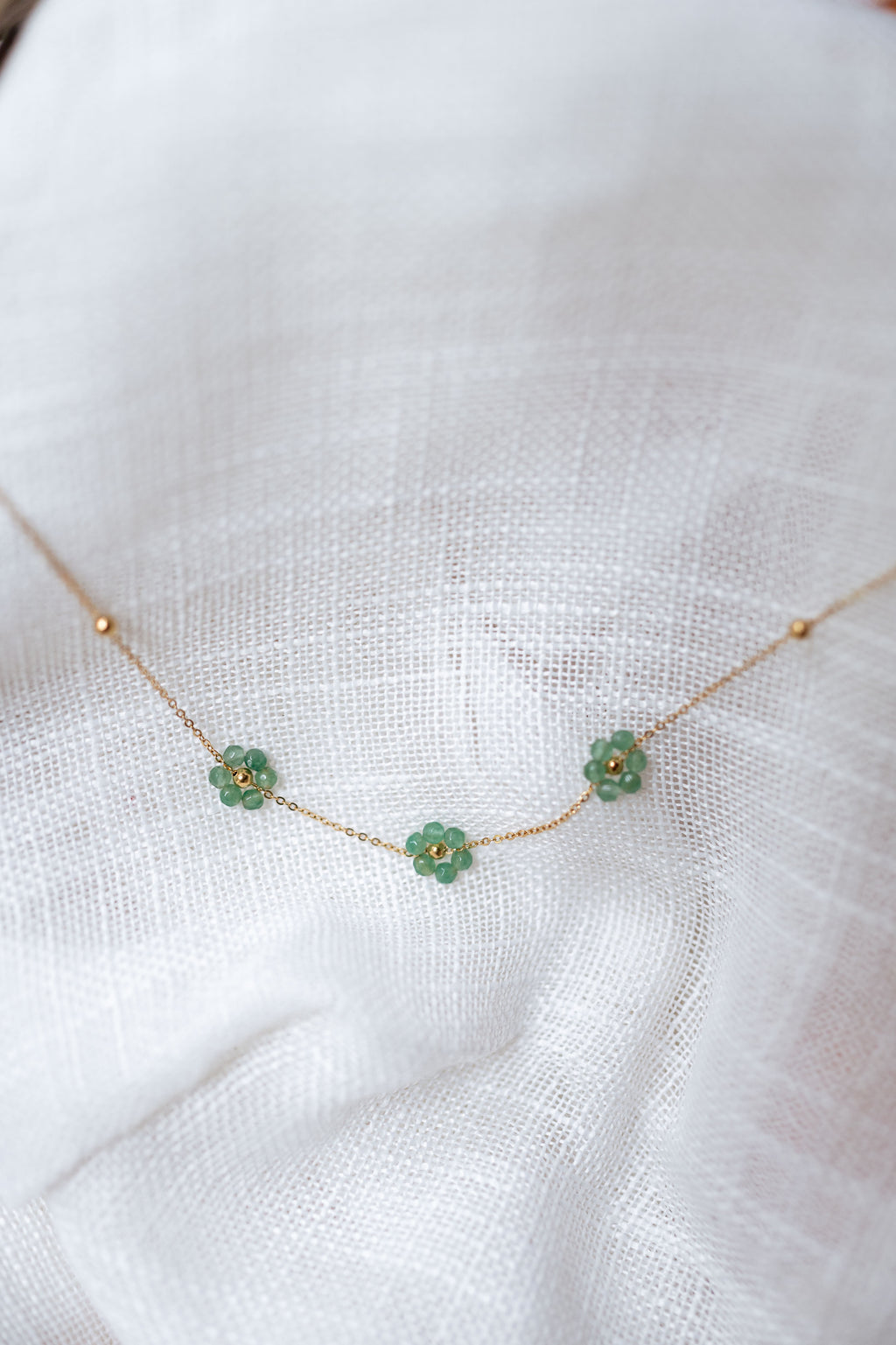 Flowi necklace - green and Golden