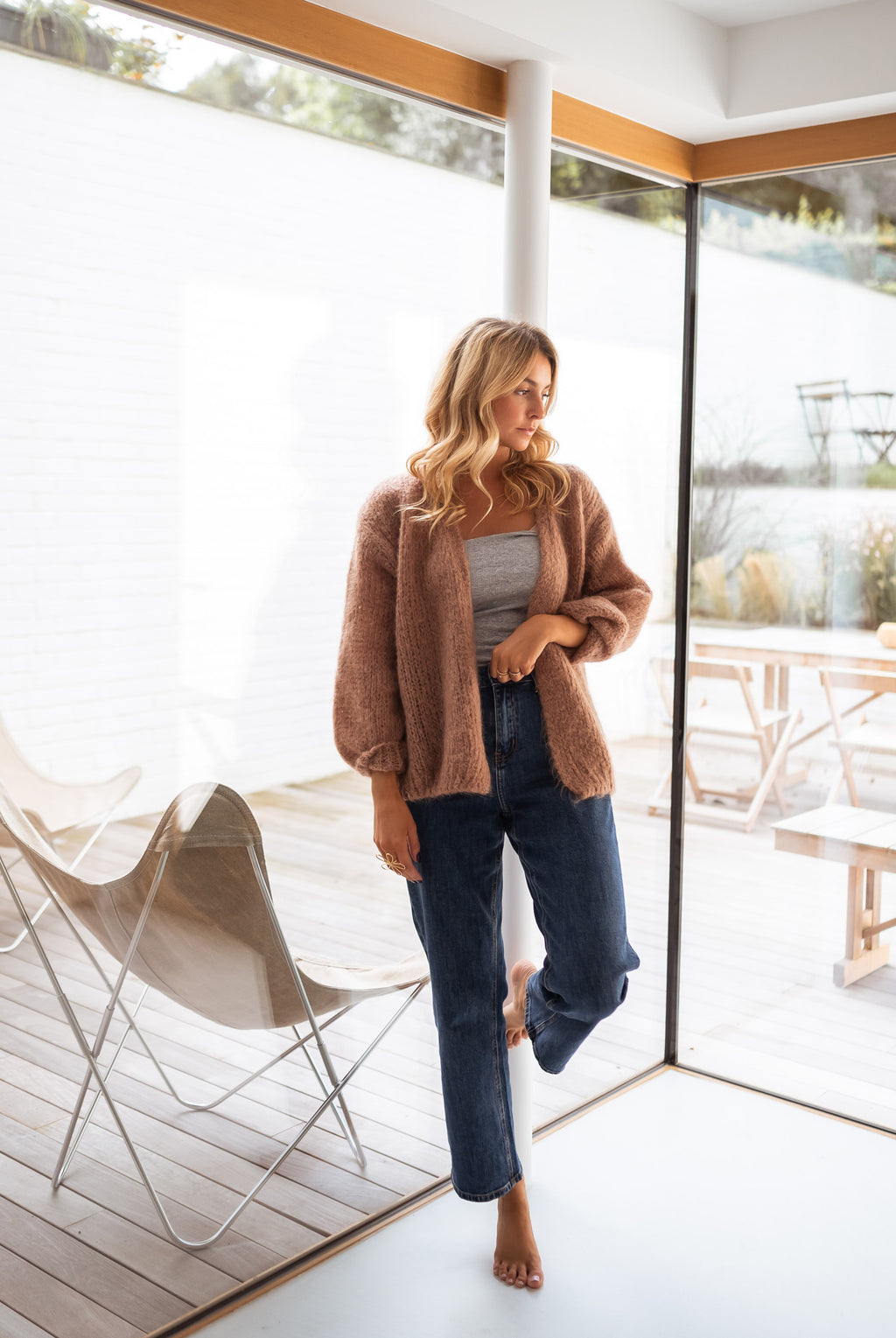 Gilet en maille irisée marron clair La Fee Maraboutee La Redoute Gilet en maille irisée marron clair La Fee Maraboutee La Redoute