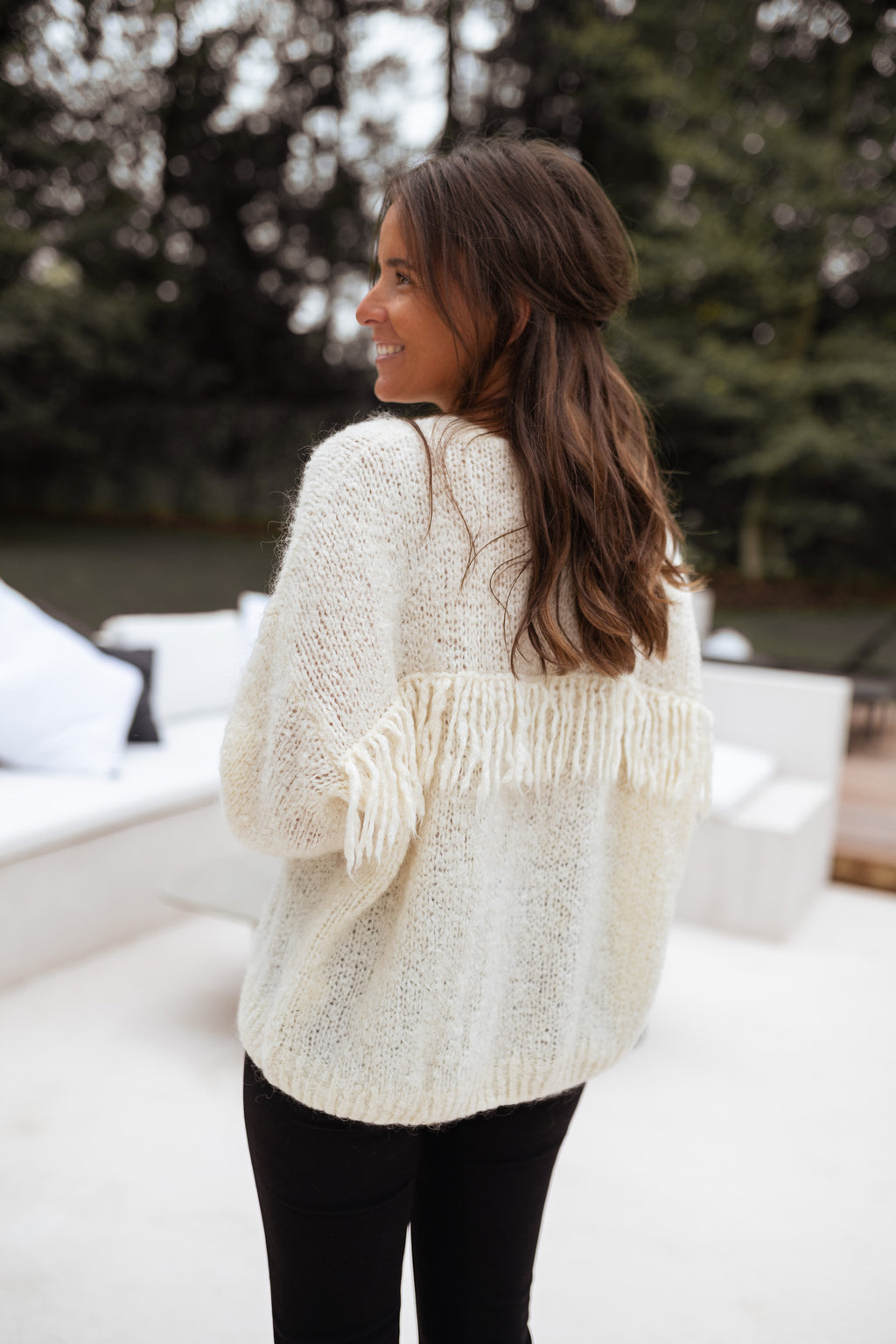 Darius cardigan with fringe - Ecru 