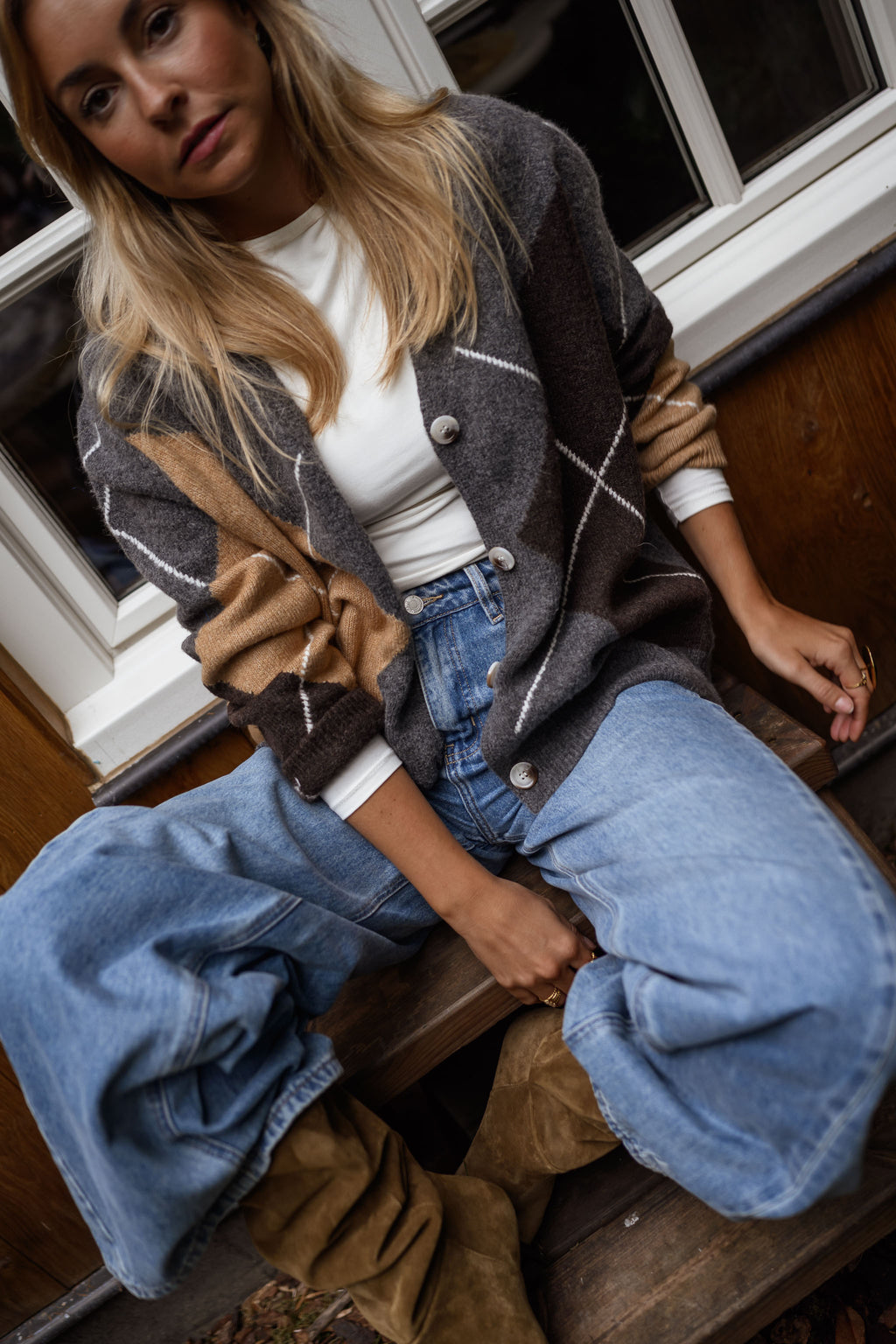 Gilet Georgia - gris à carreaux