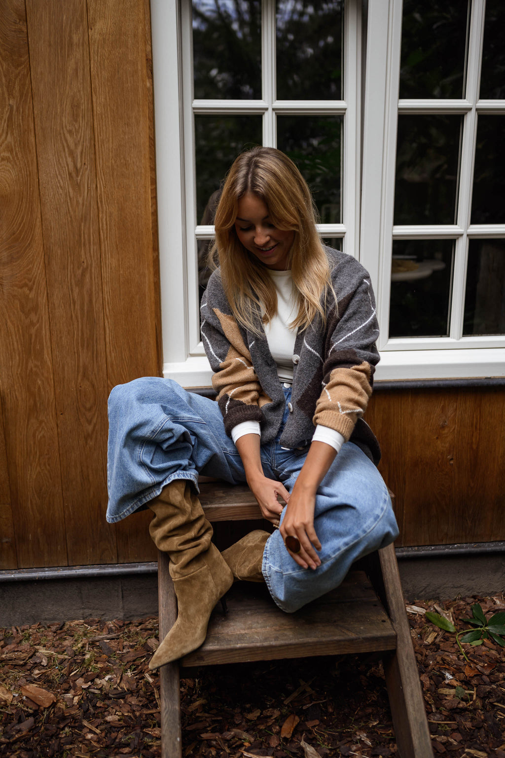 Gilet Georgia - gris à carreaux