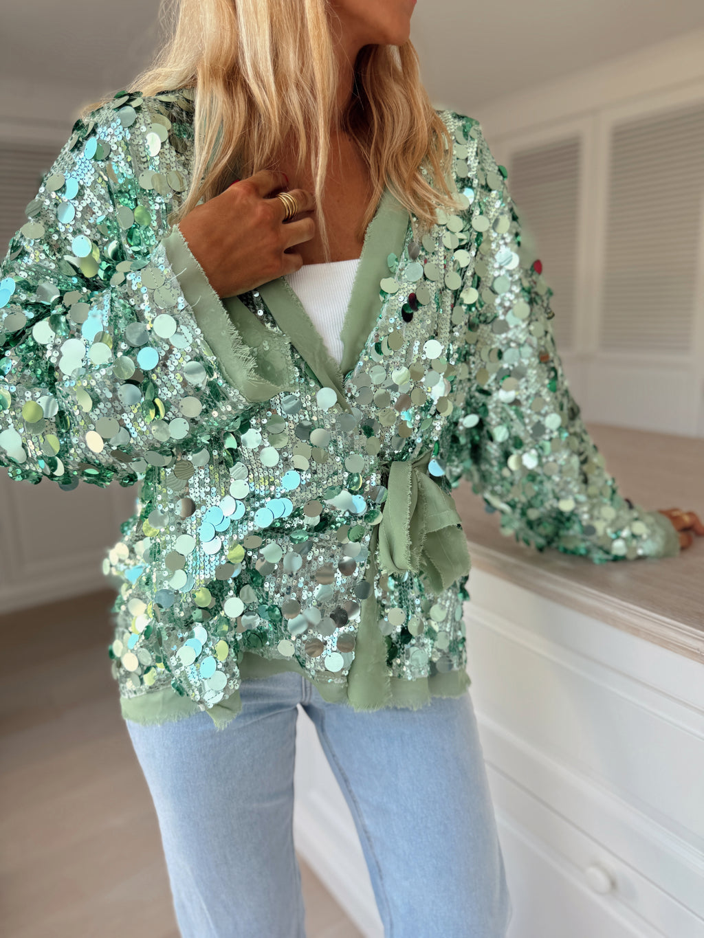 Phibie cardigan - green with glitter