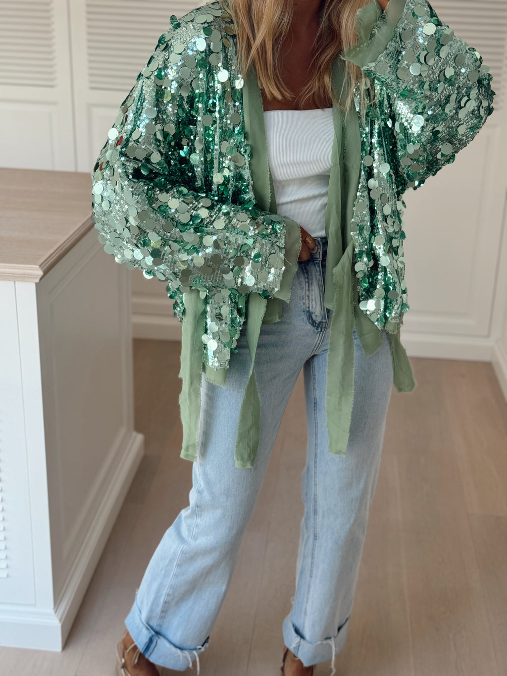 Phibie cardigan - green with glitter