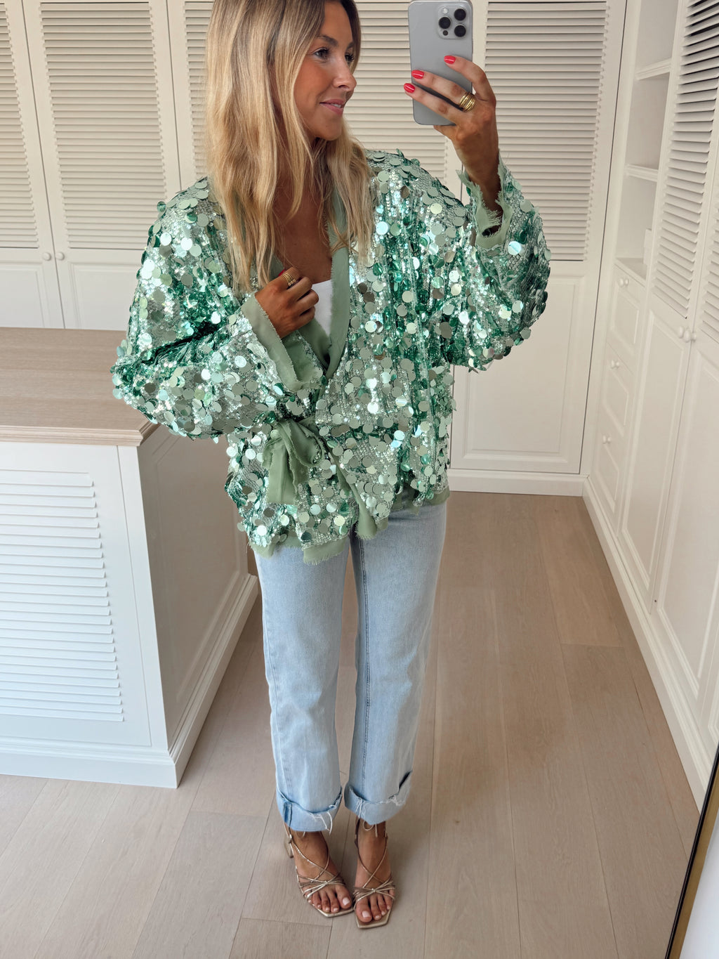 Phibie cardigan - green with glitter