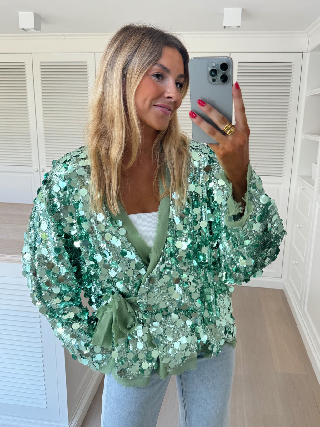 Phibie cardigan - green with glitter