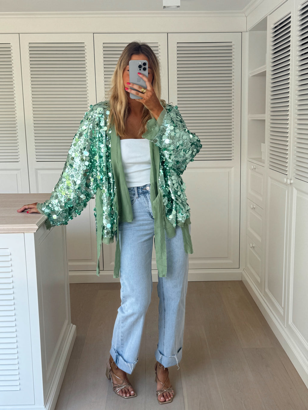 Phibie cardigan - green with glitter