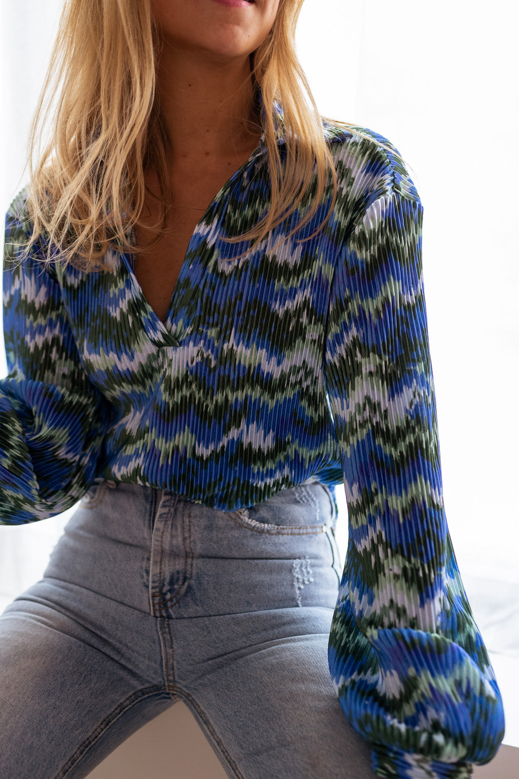 Blouse Gleda - verte et bleue