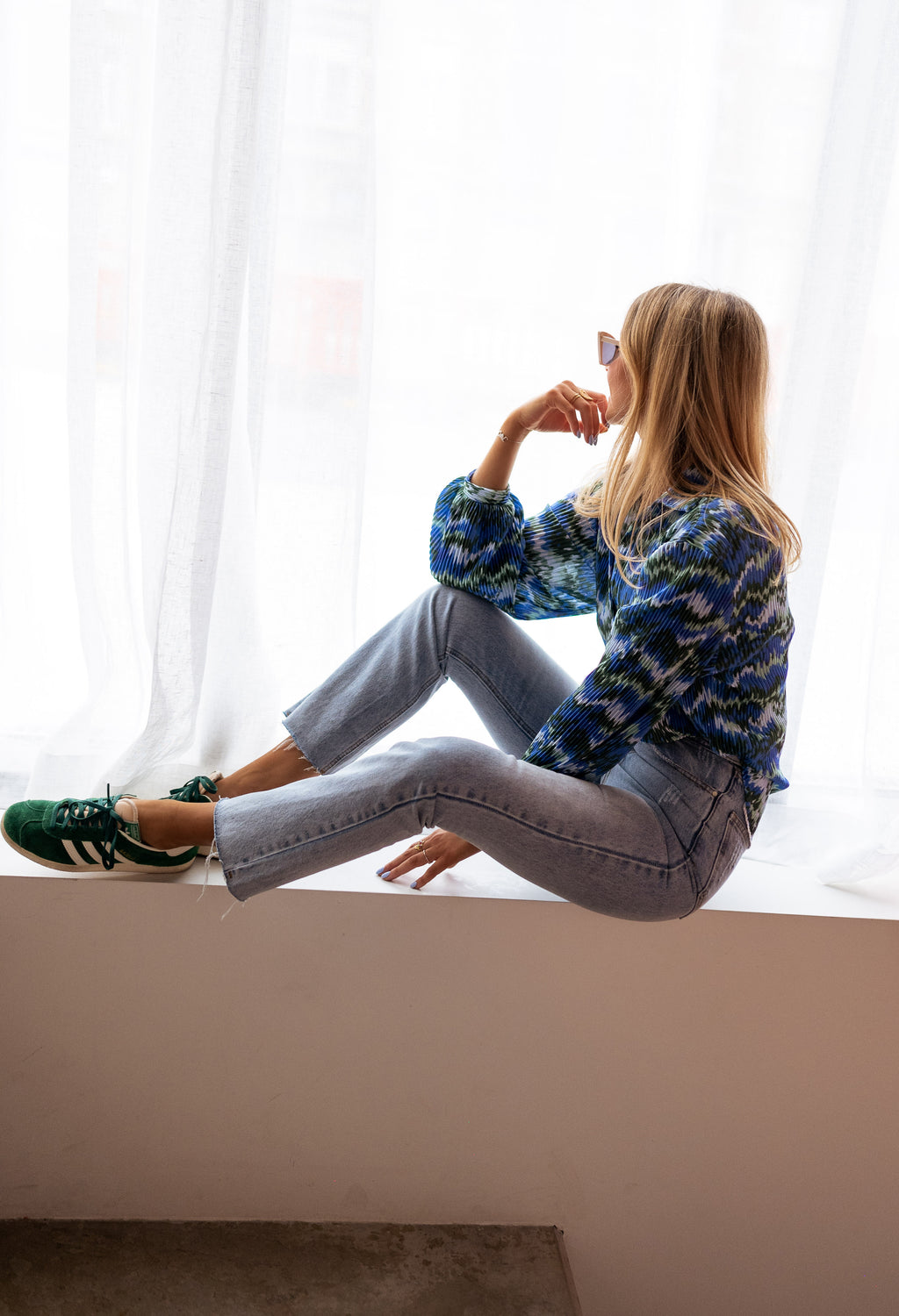 Blouse Gleda - verte et bleue