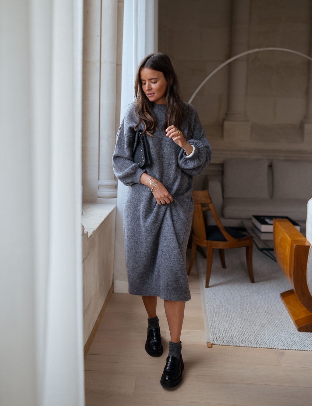 Jiani pocket - marine/grey leather