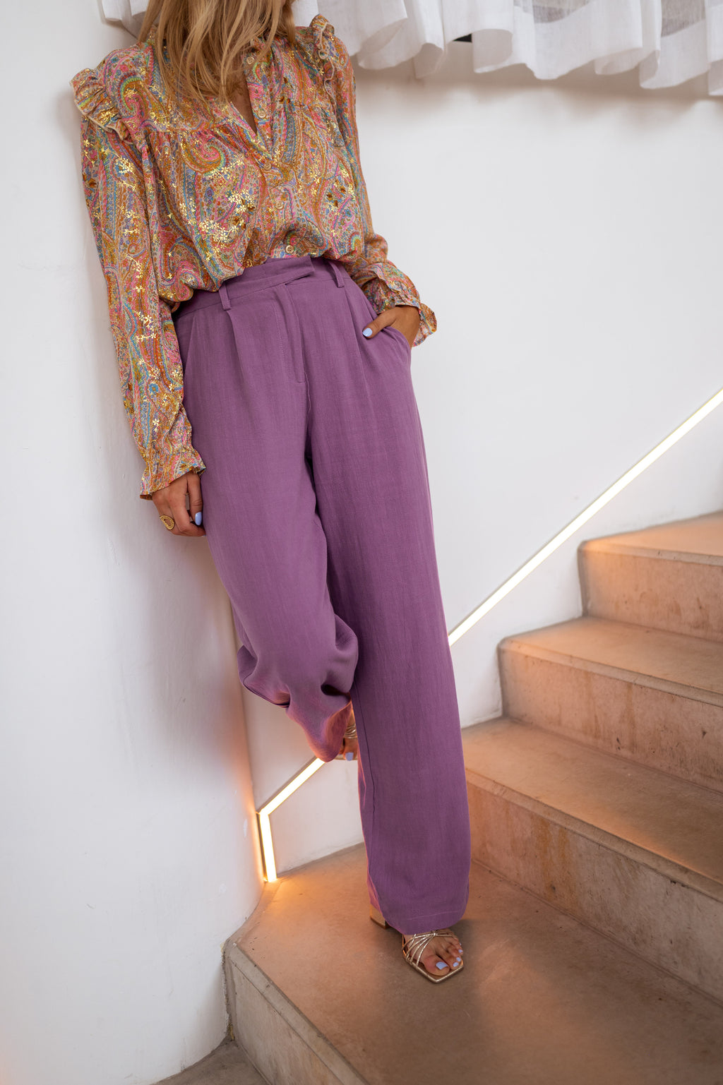 Pantalon Joey - mauve en lin