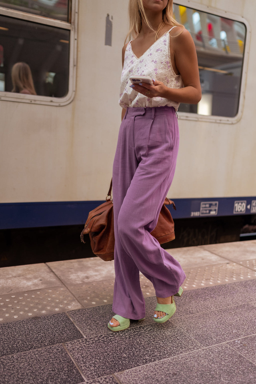 Pants Joey - Purple in linen 