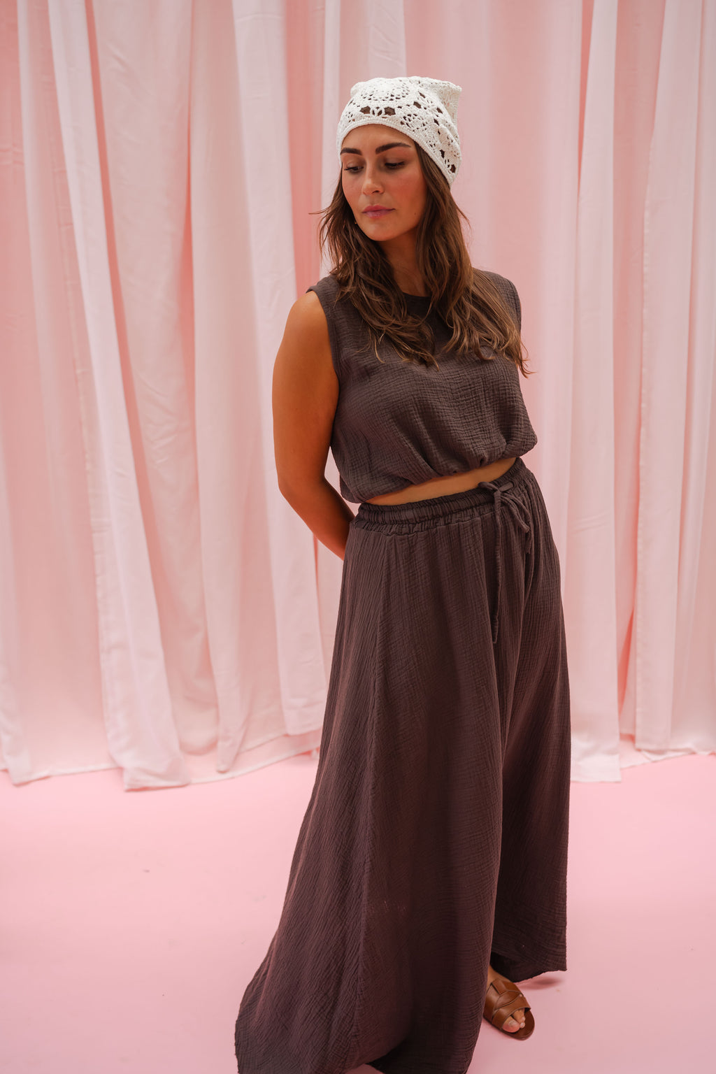 Jupe Alyssa - chocolat en gaze de coton