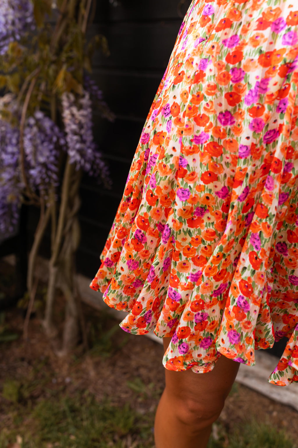 Henley skirt - orange with flowers