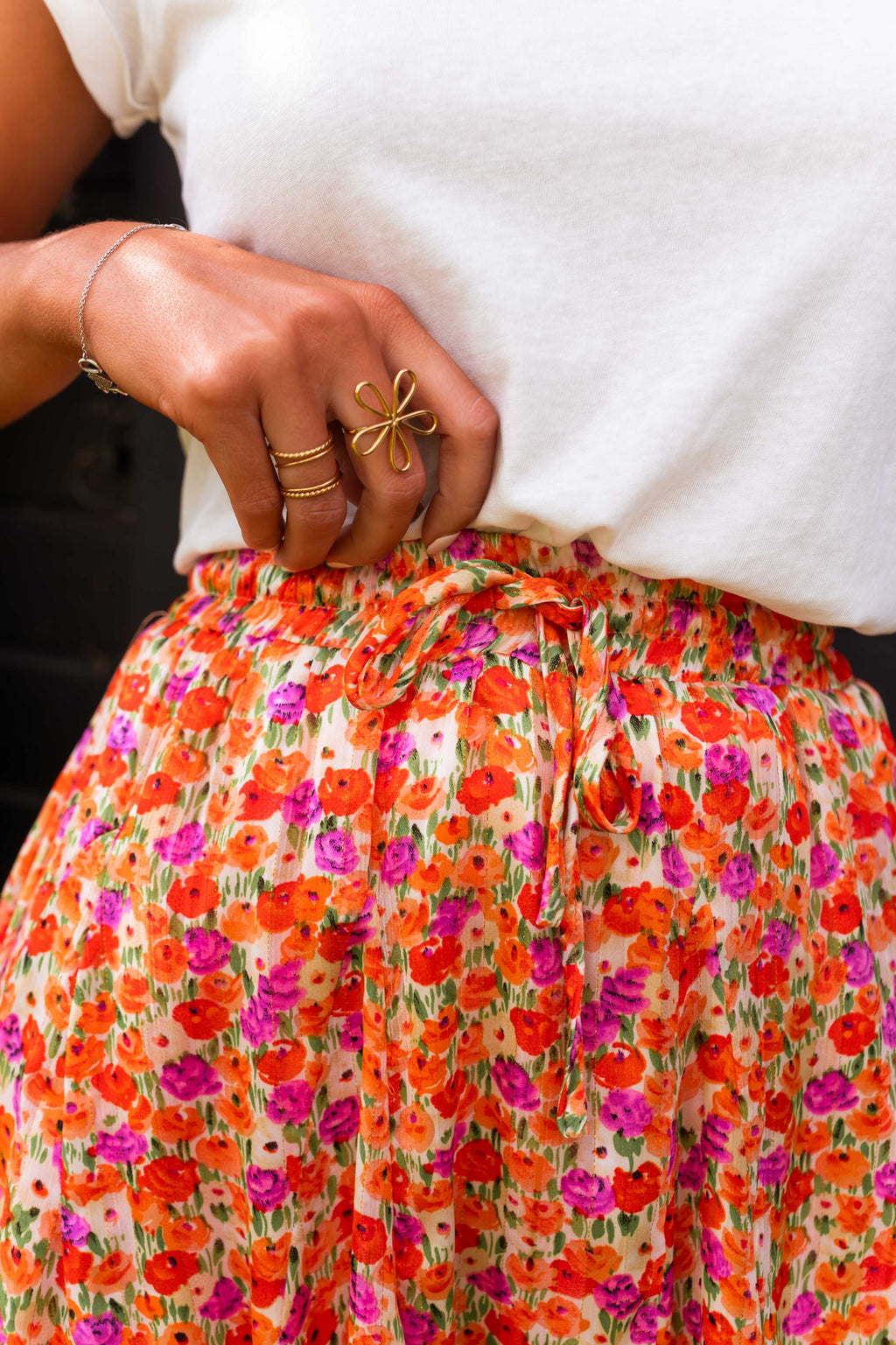 Henley skirt - orange with flowers