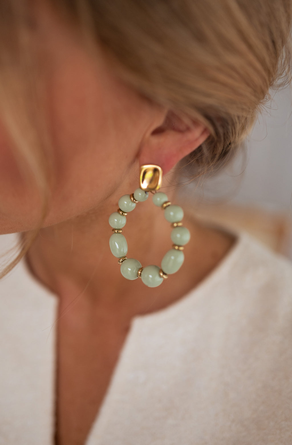 Earrings Loda - Golden and green