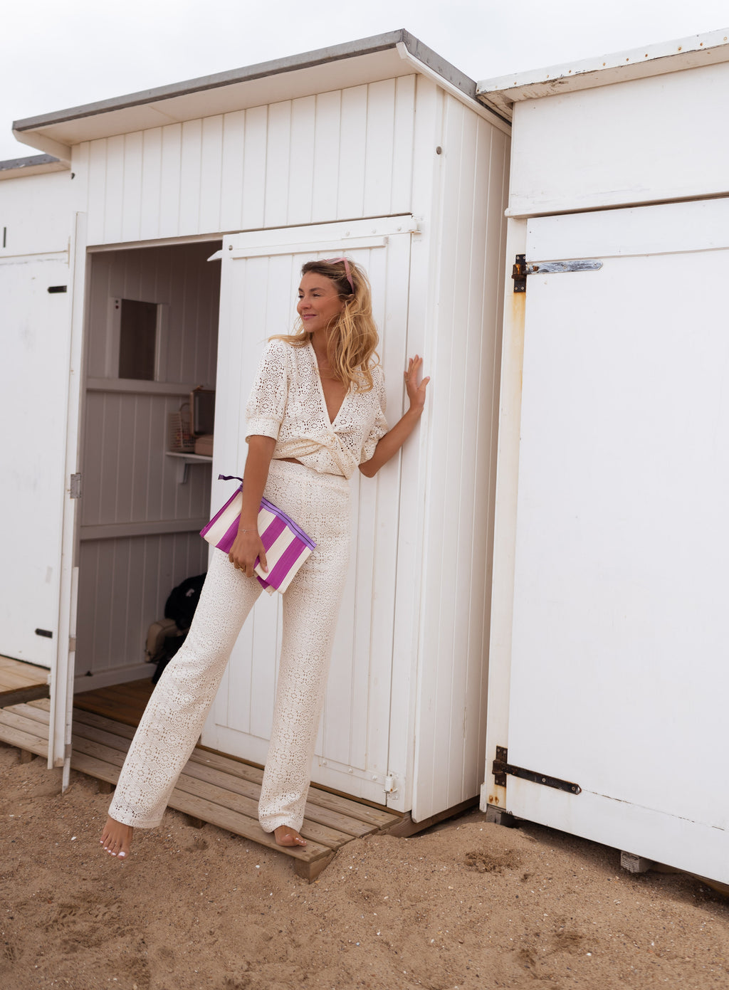 Pantalon Louis - écru en broderie