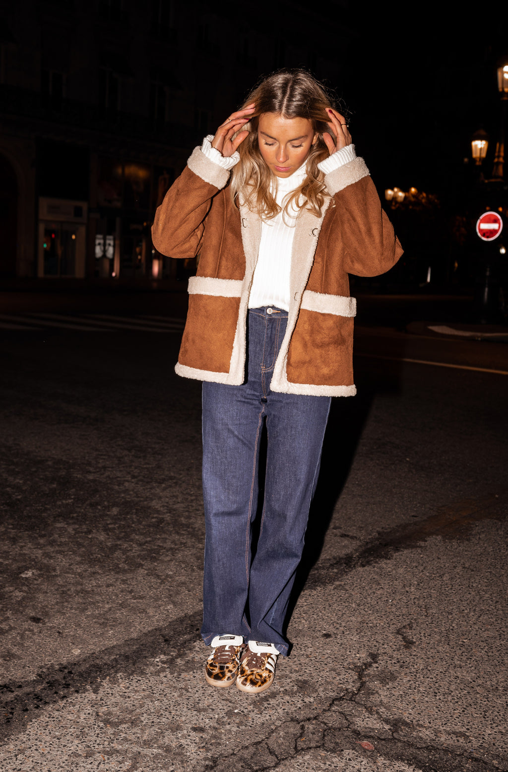 Gilles faux sheep fur coat - Camel