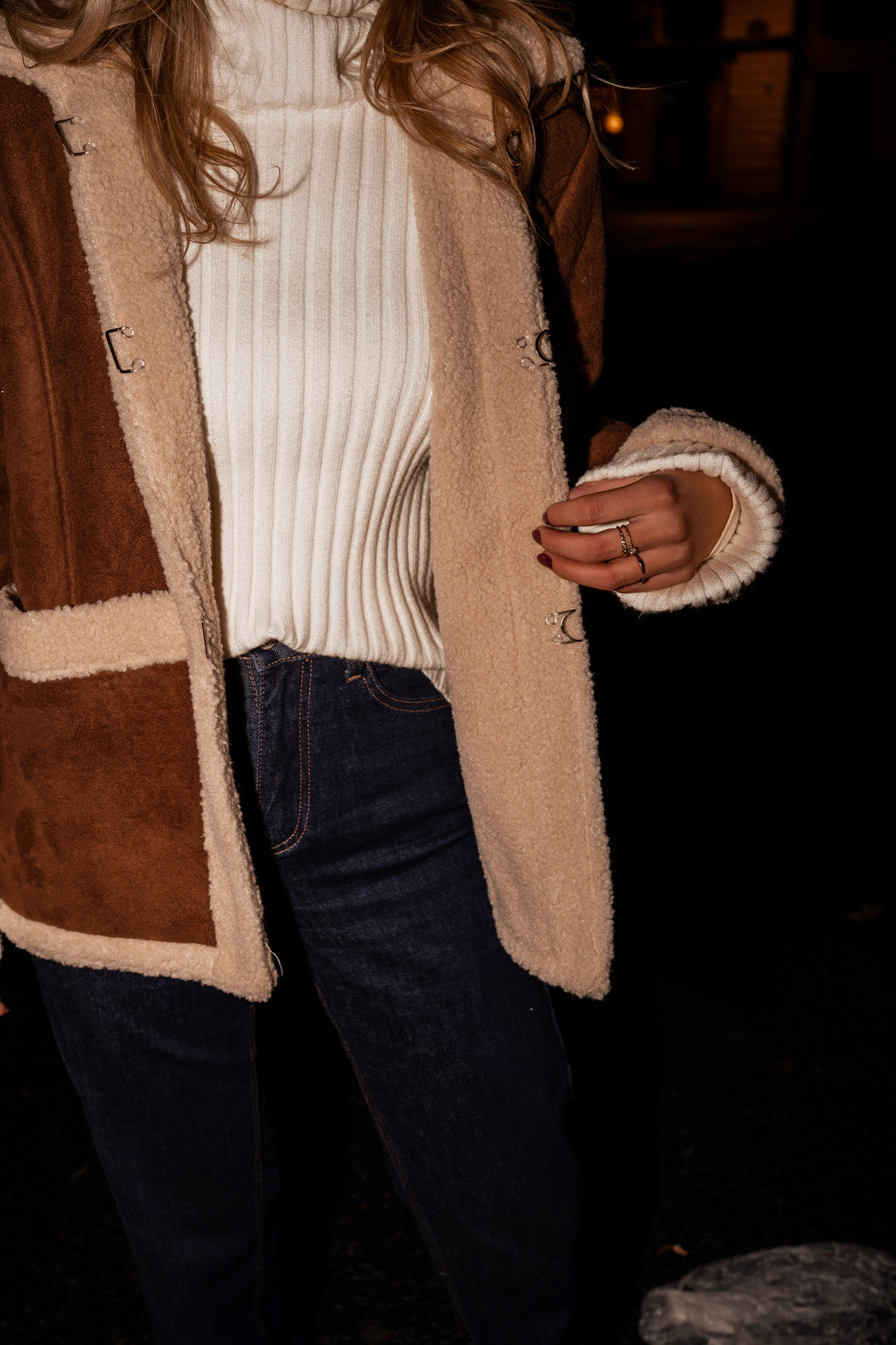 Gilles faux sheep fur coat - Camel