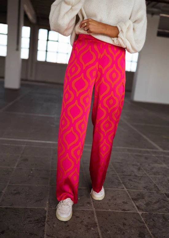 Pants Thaly - Pink with patterns oranges