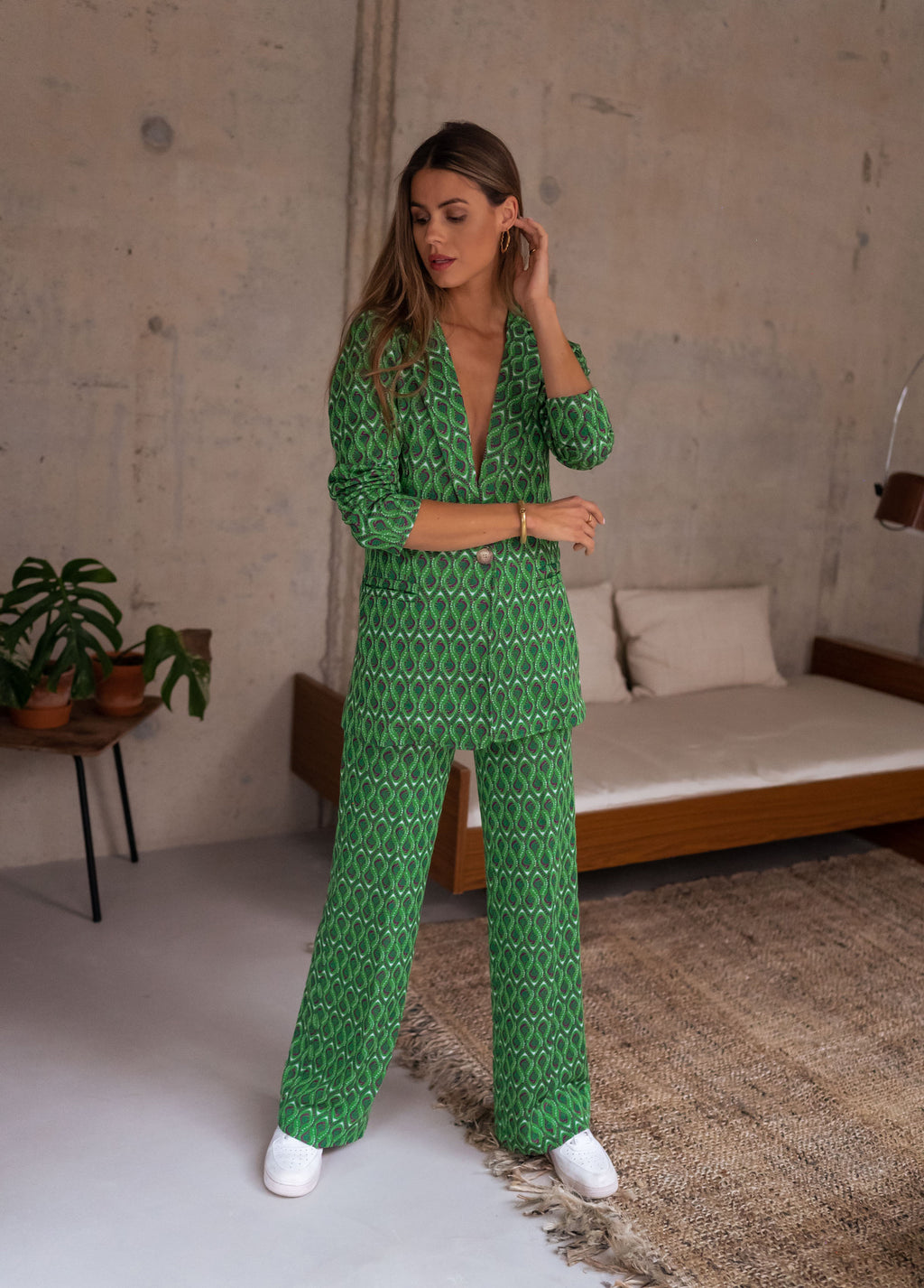 Pantalon Peter - vert à motifs