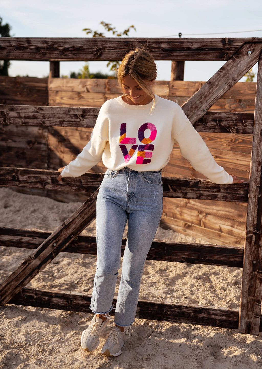 Pull 100% Cachemire Interdee - Taille L, écru Et Rouge, Neuf Avec étiquettes