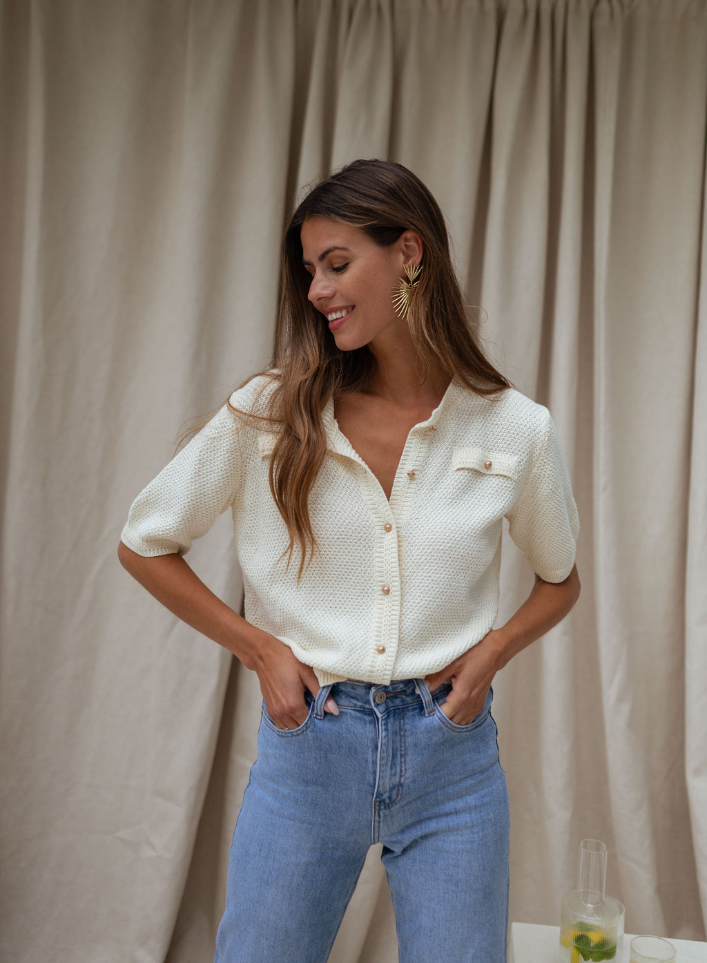Pull Sophie - à manches courtes écru