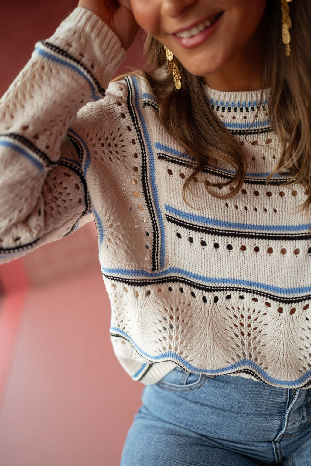 Moha sweater - ecru with lines