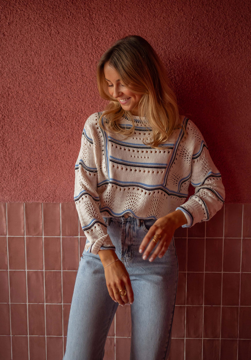 Moha sweater - ecru with lines