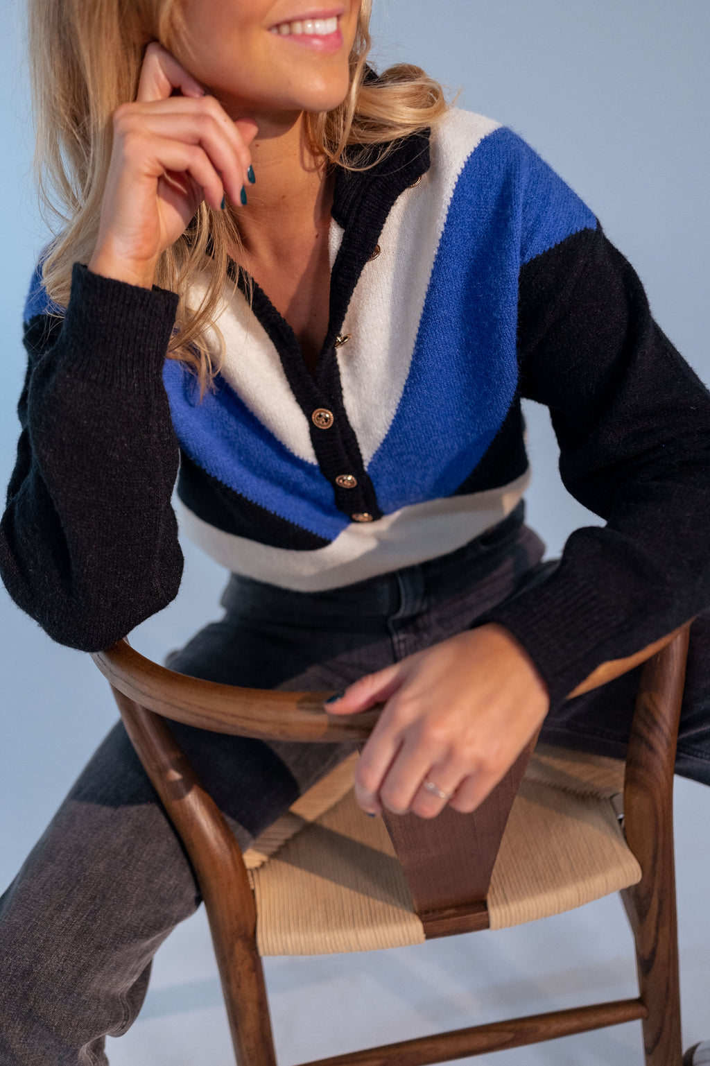 Sweater Neve - blue and ecru
