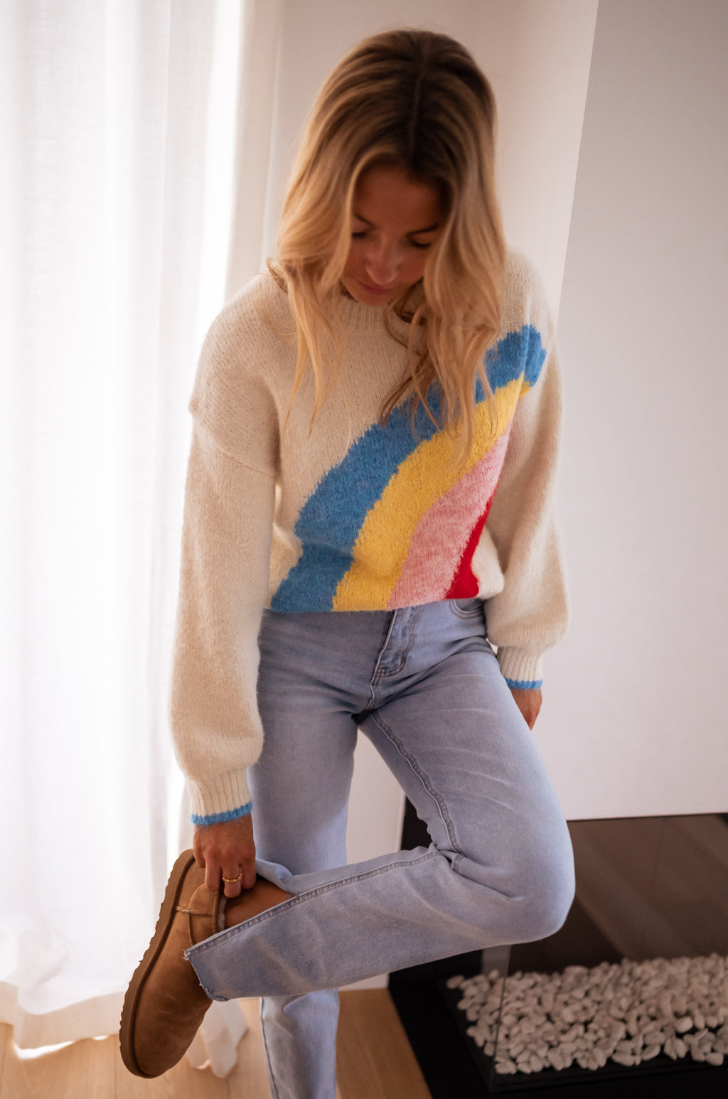 Pull Rainbow - écru