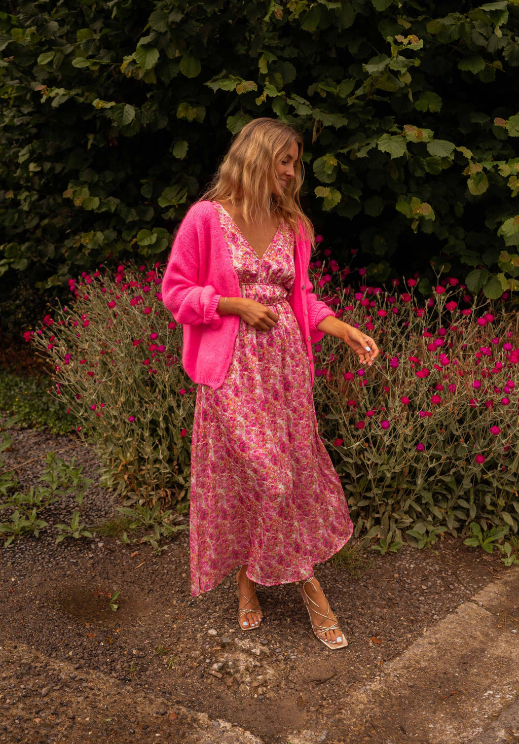 Robe Daphne - Rose - A Fleurs - Col V – Easy Clothes