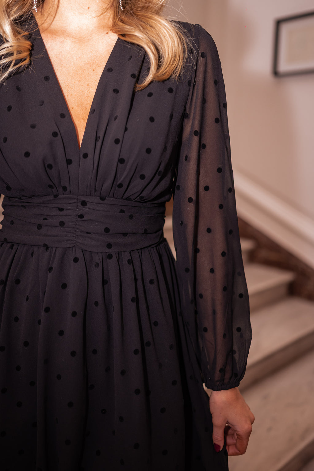 Denise dress with polka dots - Black