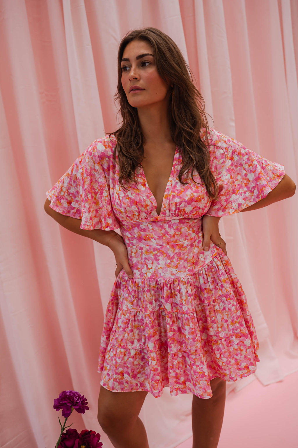 Doly dress - pink with flowers