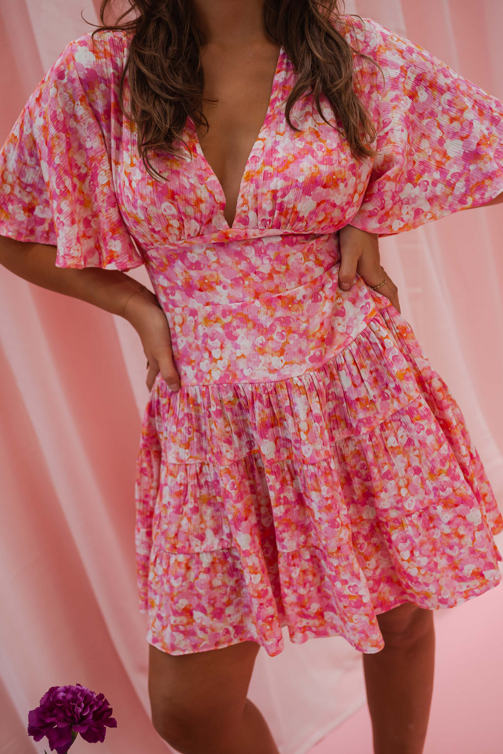 Doly dress - pink with flowers