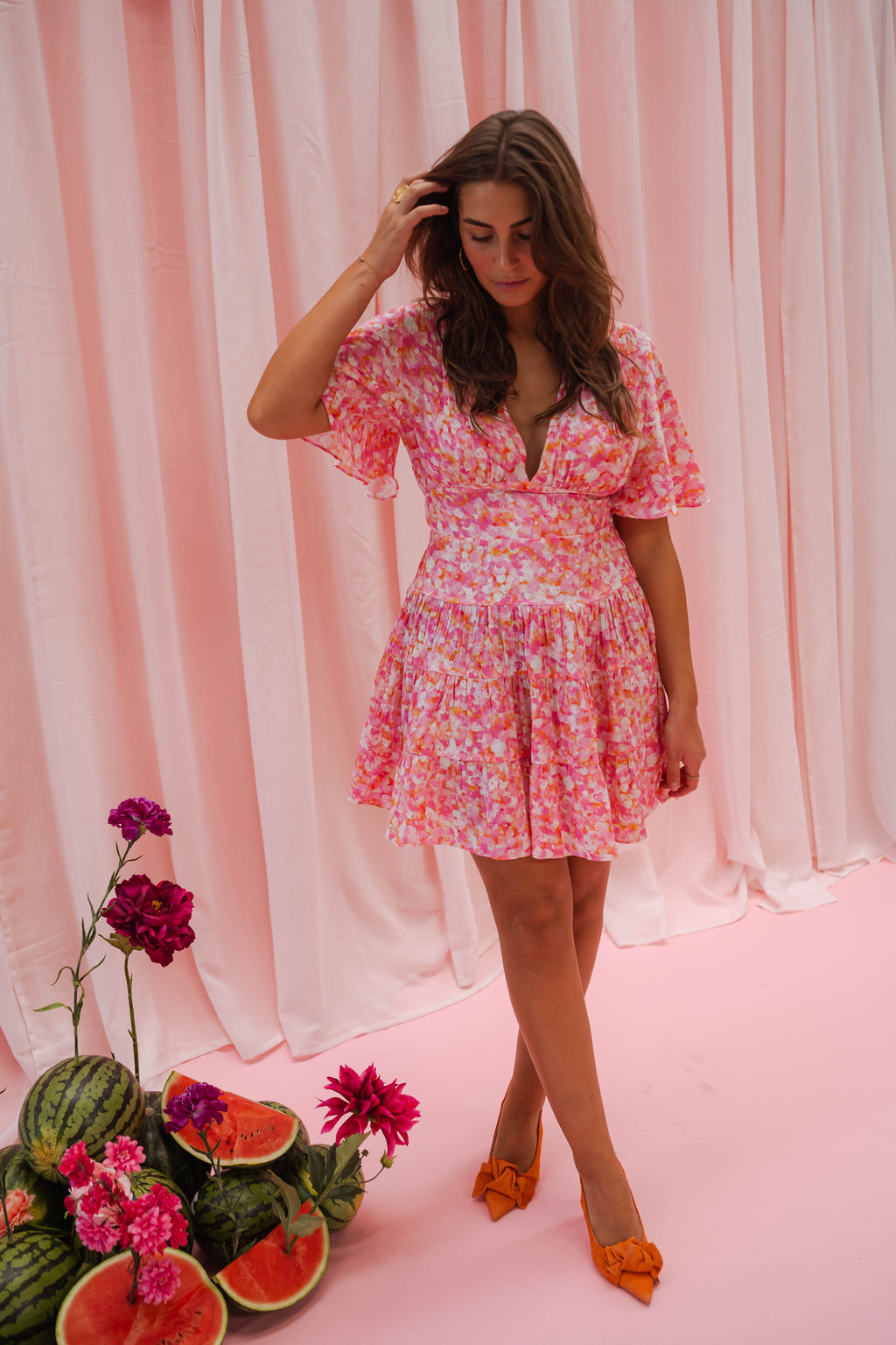 Doly dress - pink with flowers