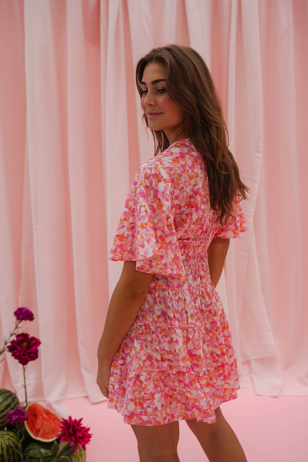 Doly dress - pink with flowers